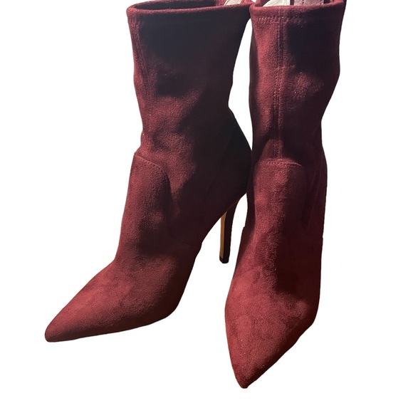 Velvet Burgundy Booties - Picture 2 of 7